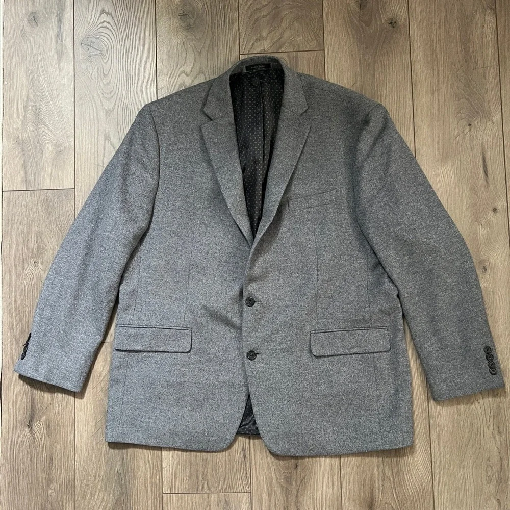 Lauren Ralph Lauren Mens Grey Wool Silk Cashmere Blazer Sport Coat 48L